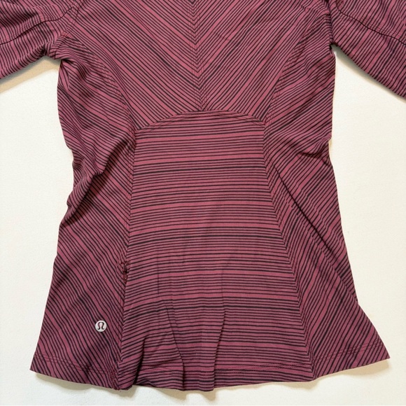 Lululemon Kanto Catch Me LS top Berry Black Stripe sz 4 - Picture 8 of 11